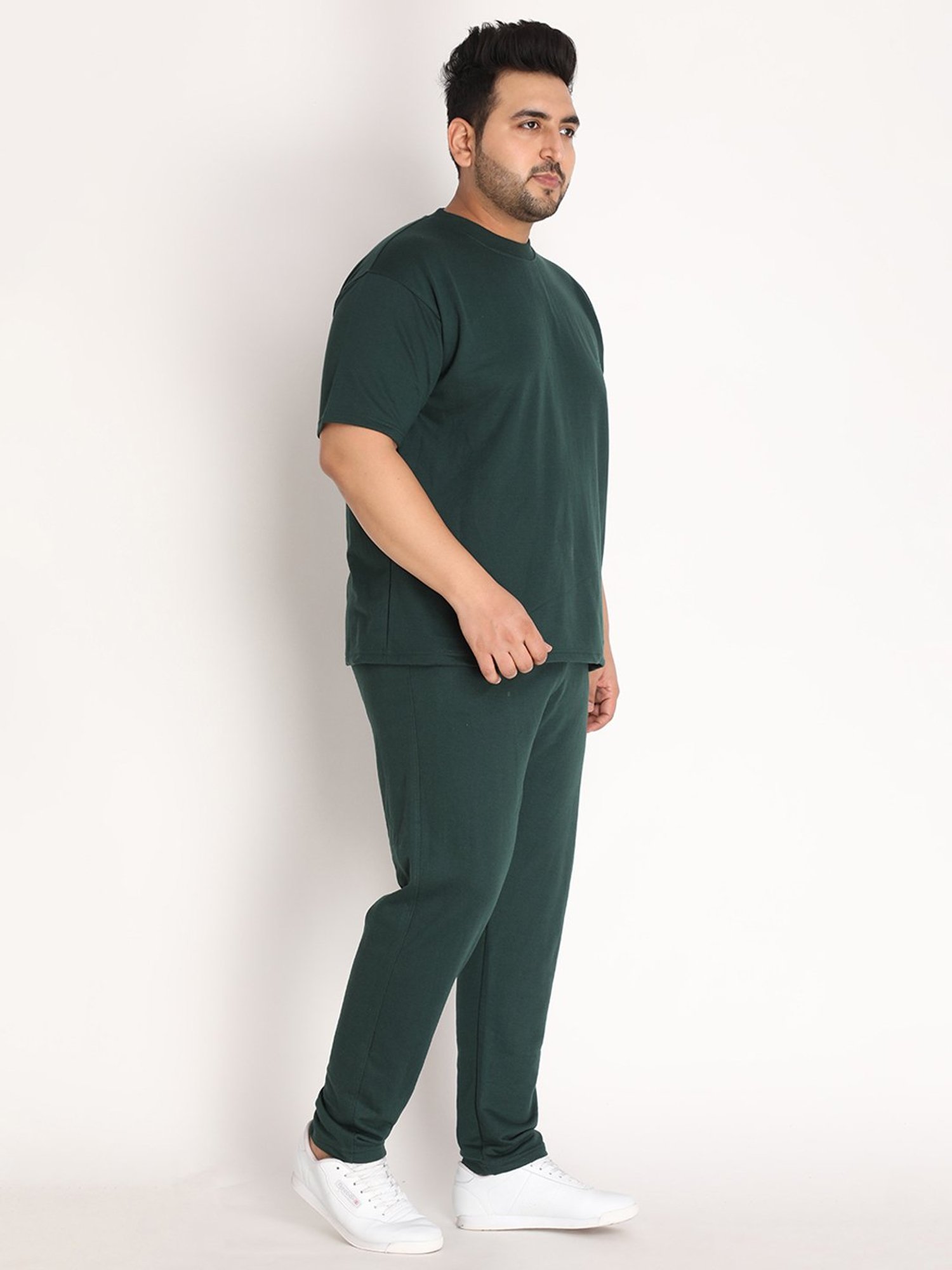 Chkokko Bottle Green Cotton Relaxed Fit Track Suit