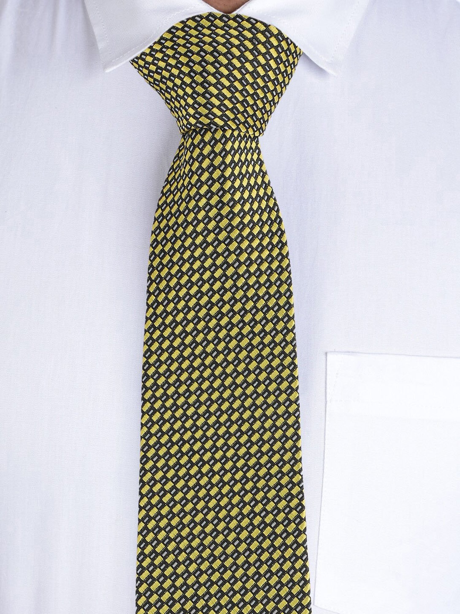 Alvaro Castagnino Yellow Woven Tie