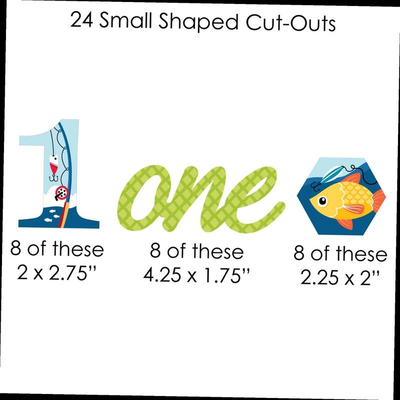 Big Dot of Happiness 1st Birthday Reeling in the Big One - Fish First Birthday Party DIY Decorations - Clothespin Garland Banner - 44 Pieces