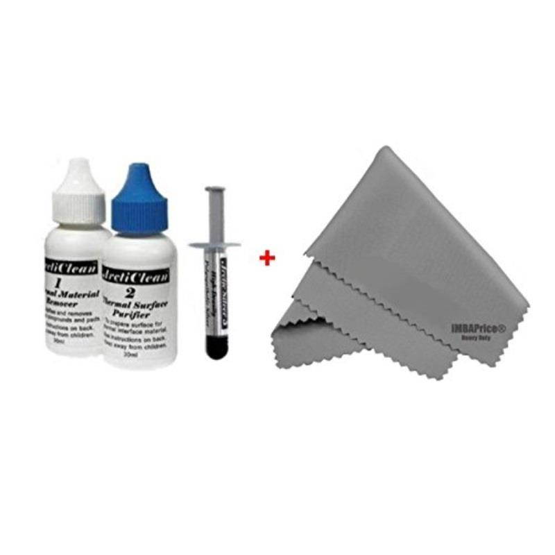 arctic silver 5  3.5 grams with arcticlean 60 ml combo kit + microfiber 7" x 6" cleaning cloth