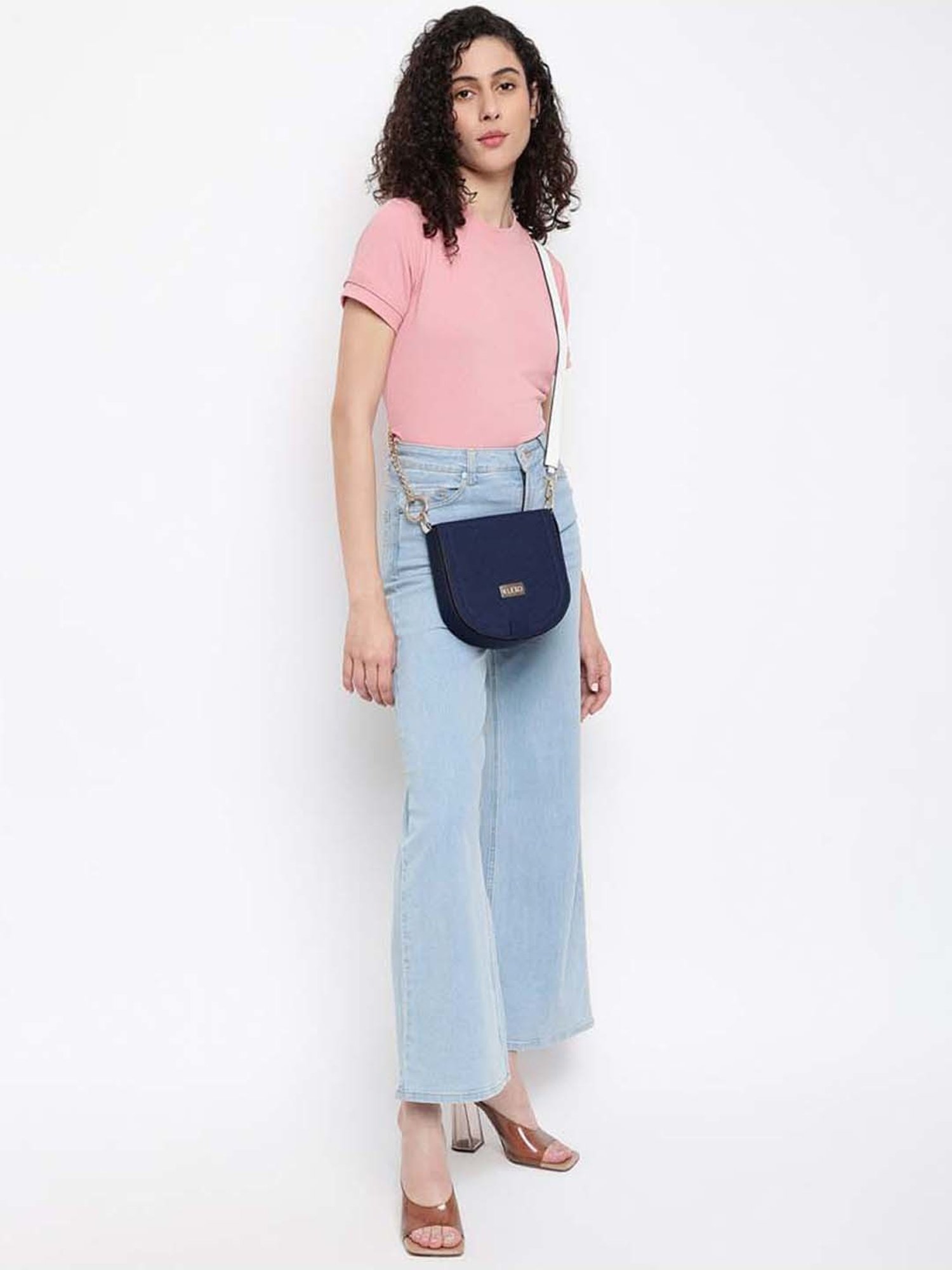 KLEIO Blue Solid Small Sling Handbag