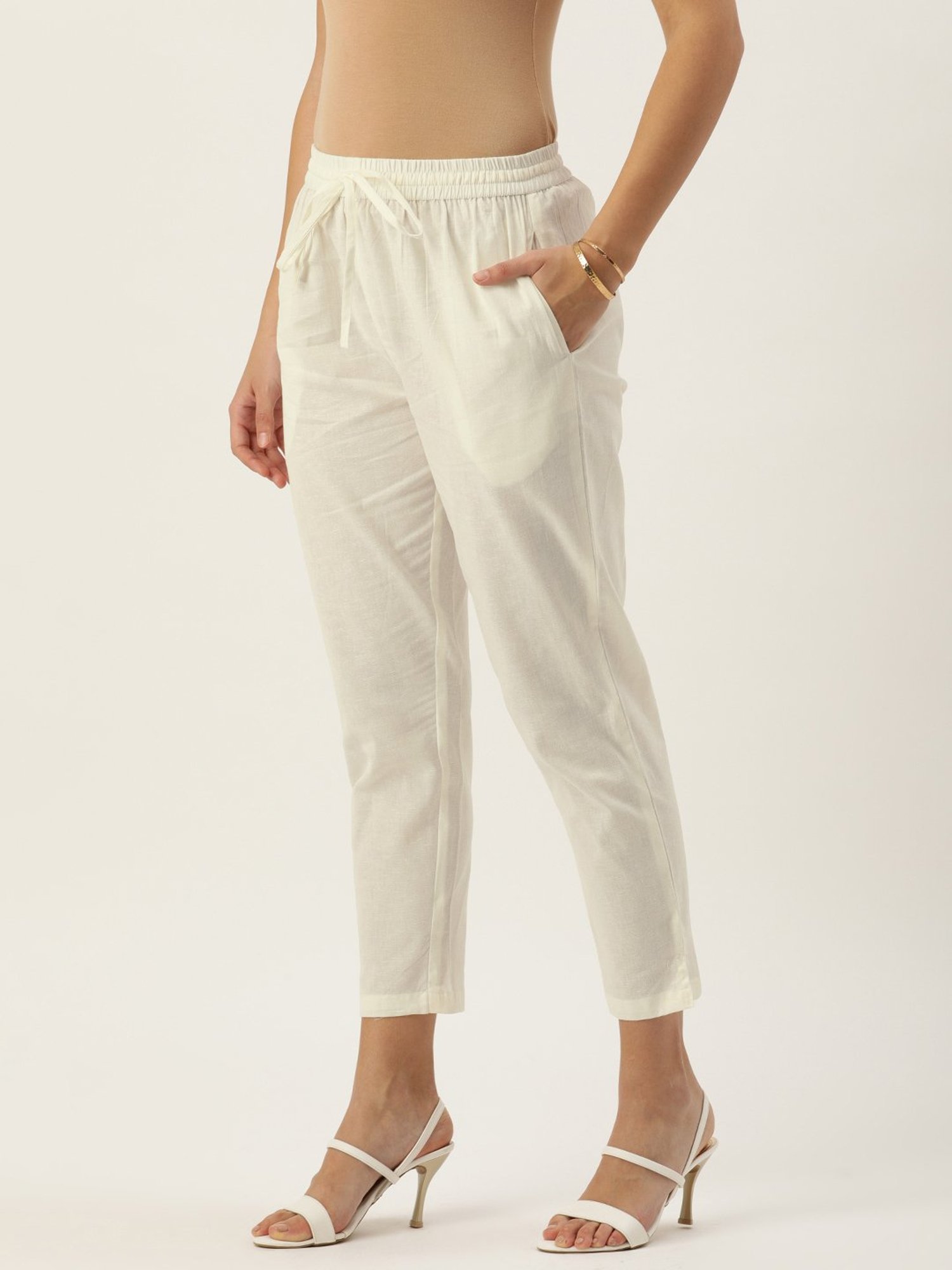Amukti Cream Cotton Pants