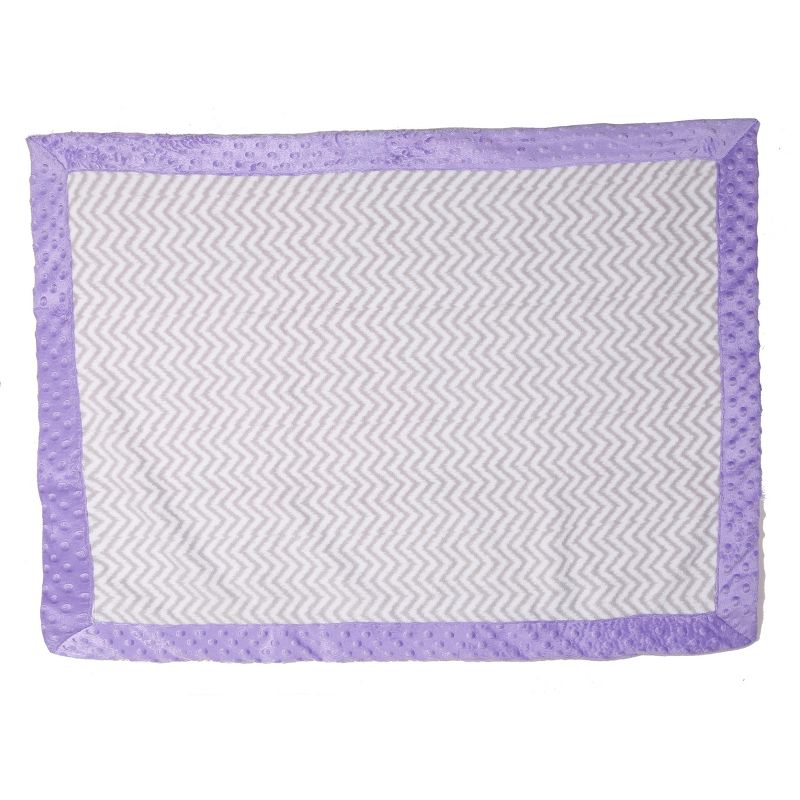 Bacati - Grey Chevron with Solid Border Blanket (Grey Chevron/Lilac Border)