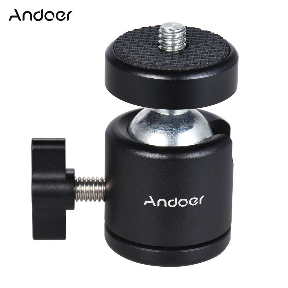 Andoer Mini Tripod Metal Ball Head Adapter Ballhead Mount with 1/4" Screw & 1/4" Screw Hole