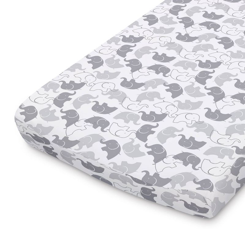 The Peanutshell Changing Pad Covers - Gray Elephants/Stripe 2pk