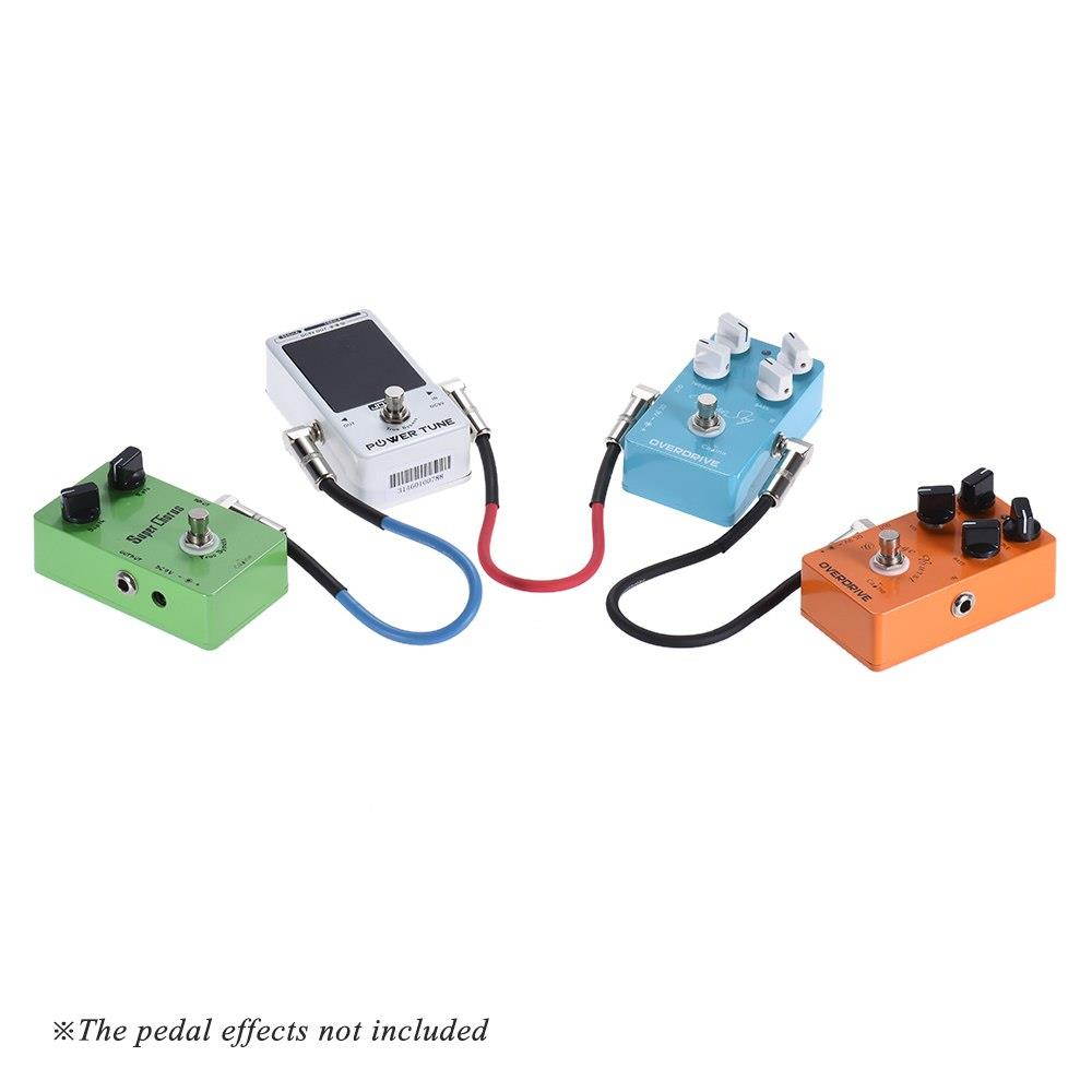3-pack 10 Inch Guitar Effect Pedals Pedalboard Cables Connector PVC with 6.35mm 1/4" Right Angle Plug