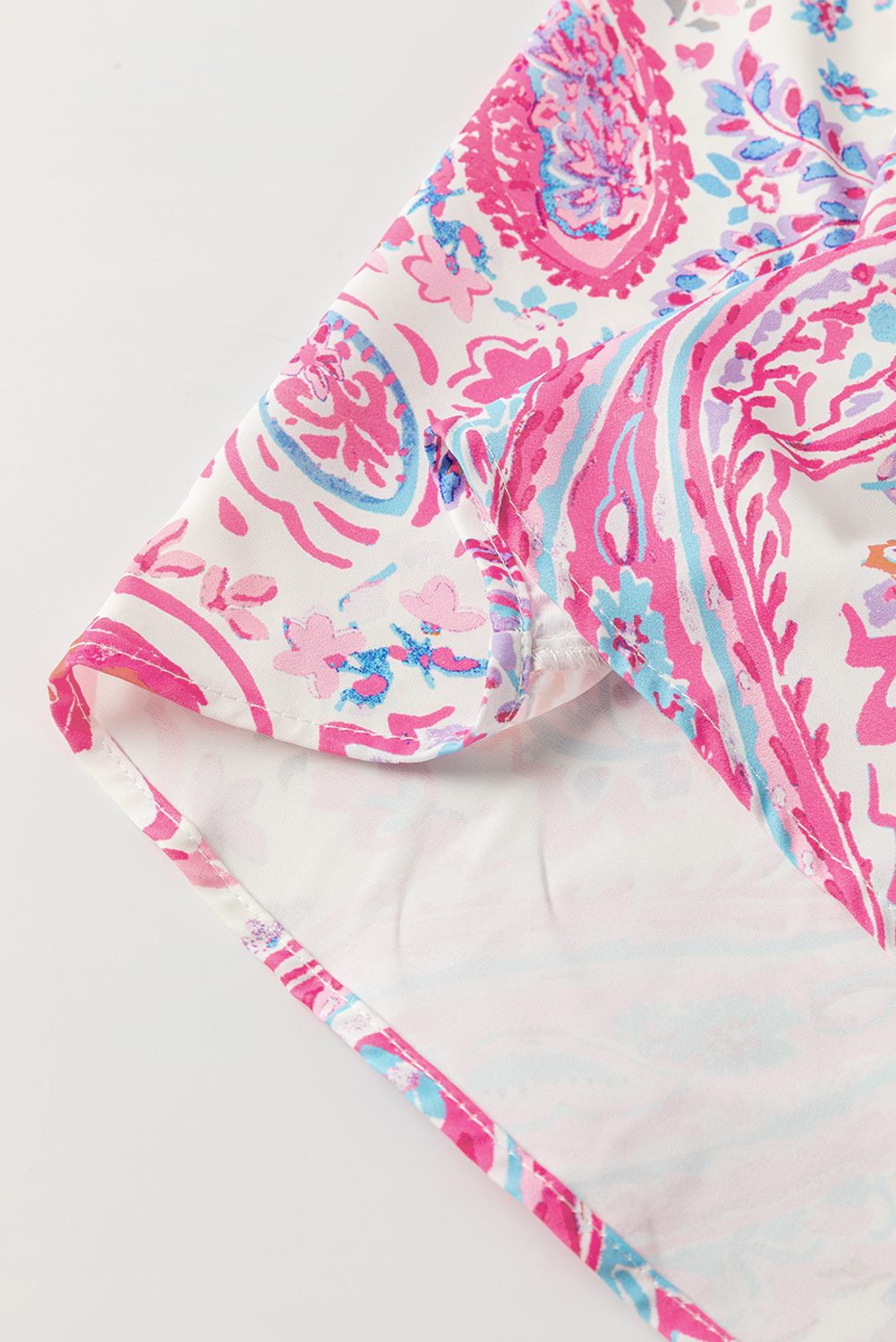 Multicolour Paisley Print Knot Asymmetric Shoulder Sleeveless Shirt