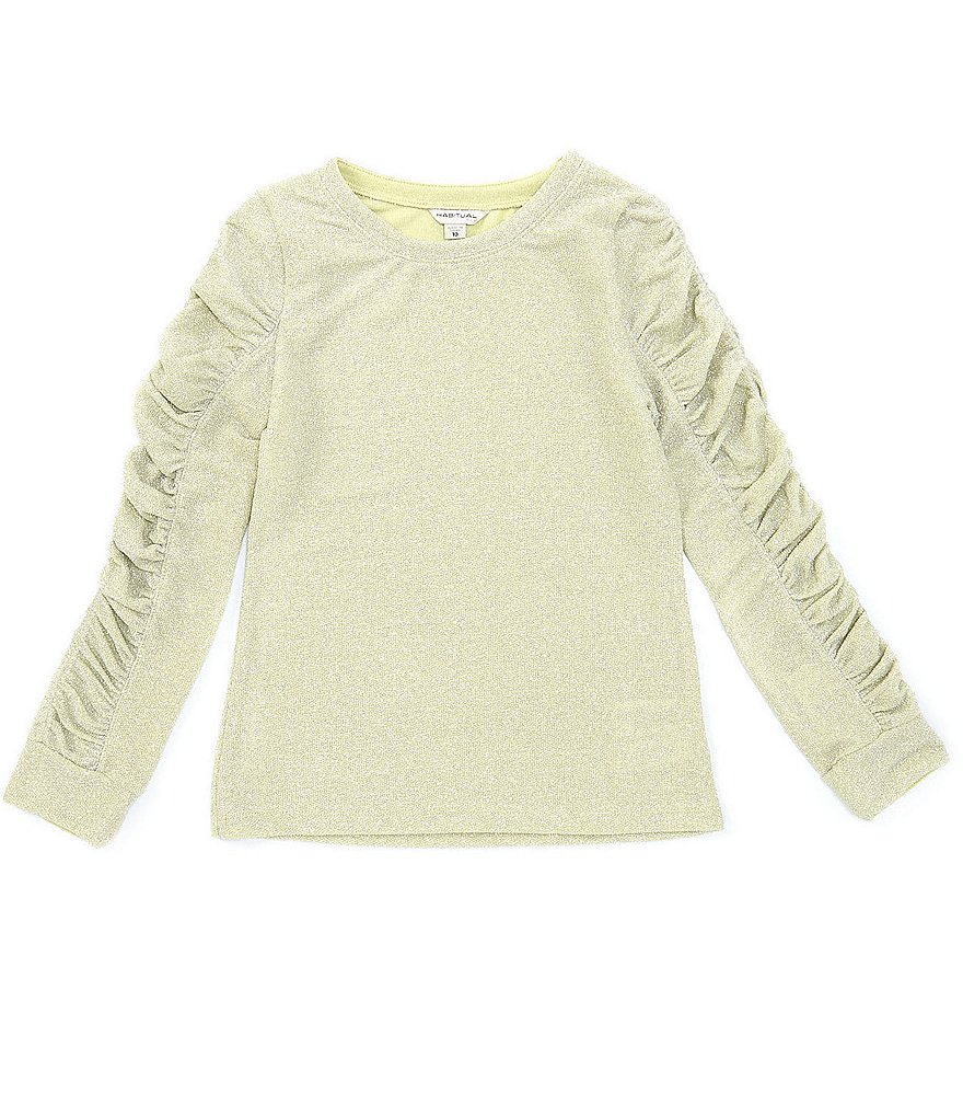 Habitual Big Girls 7-16 Gathered Long-Sleeve Metallic Knit Top