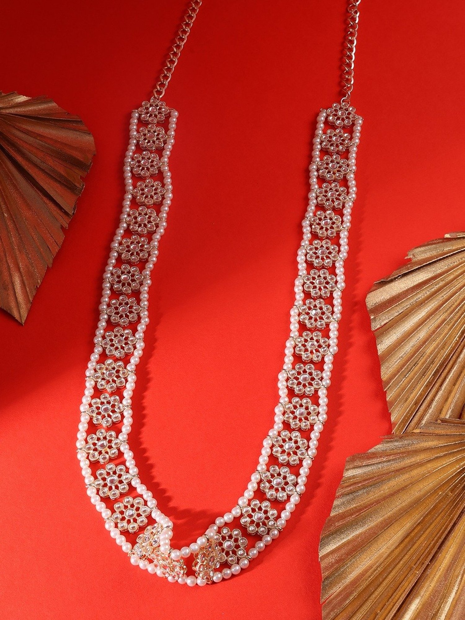 Zaveri Pearls Gold Tone Traditional Kundan Pearls Embellished Bridal Kamarbandh-ZPFK15973