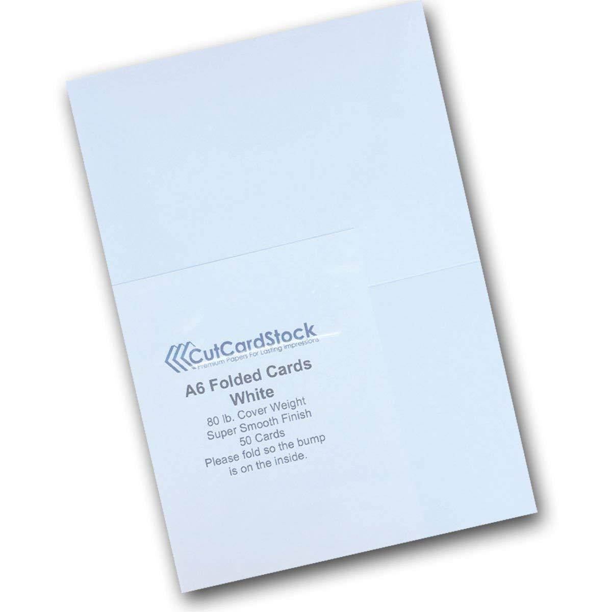 Blank White Super Smooth A-6 (4.5" x 6.25") Folded Invitation Cards - 50 Pack