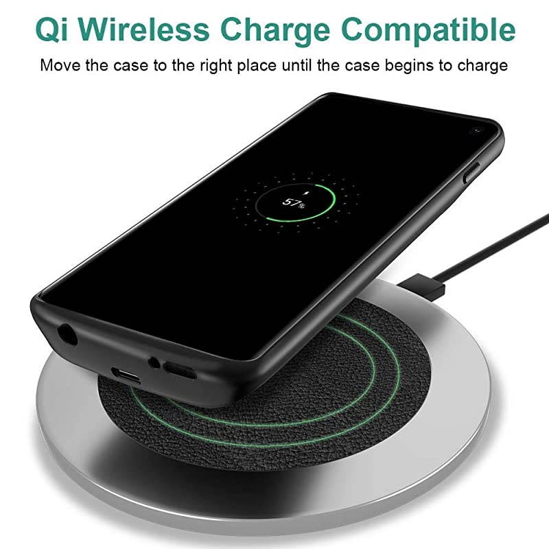 Upgraded Samsung Galaxy S10 Battery Case Qi Wireless Charging Compatible, 4700mAh Slim Rechargeable Extended External Charger Case Compatible Samsung Galaxy S10 (2019)-(6.1 Inches Black)