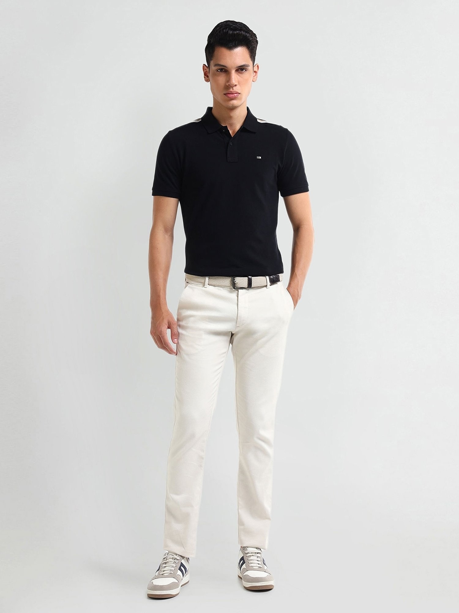 Arrow Blue Regular fit Solid Polo T-Shirt