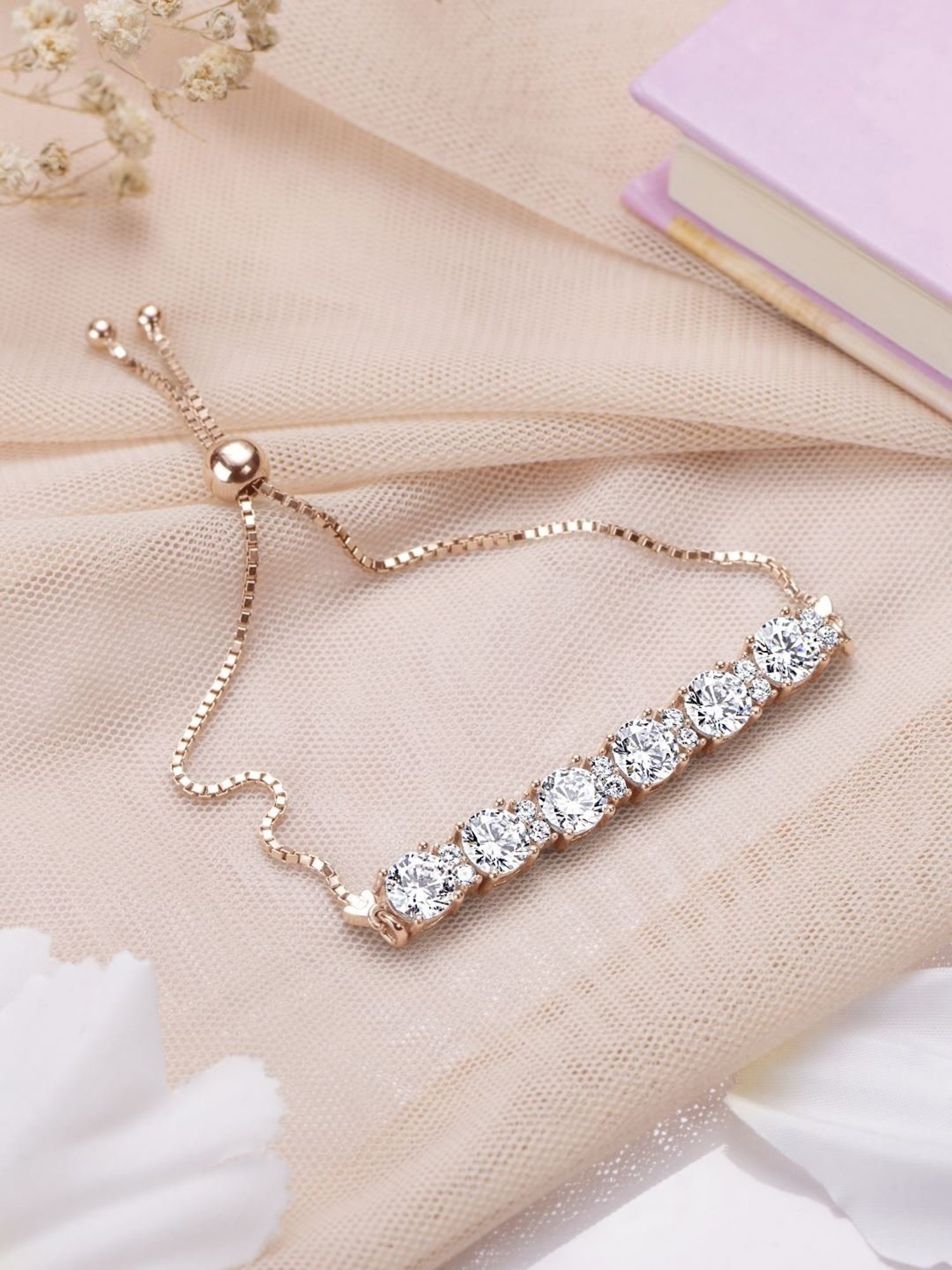 Zavya 92.5 Sterling Silver Regal Rosette Flexible Fit Bracelet for Women