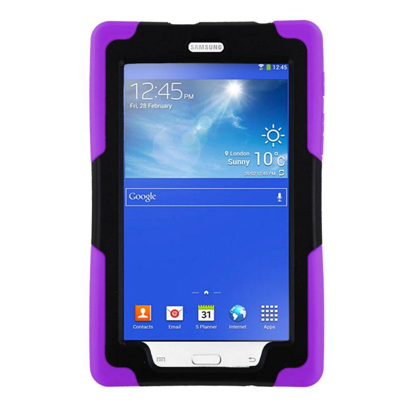 KIQ Heavy Duty Military Armor Case, Tablet Cover, Built-in Kickstand, cut-outs for camera and charging ports For Samsung Galaxy Tab E 7.0 Lite, Galaxy Tab 3 7.0 Lite (Purple)