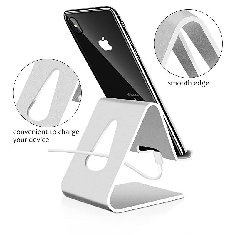Cell Phone Stand,?2 Pack? Mobile Phone Anti-Skid Holder, Cradle, Dock Compatible Android Smartphone, Phone 11 Pro Xs Max Xr X 8 7 6 6s Plus 5s, Accessories Desk - Silver