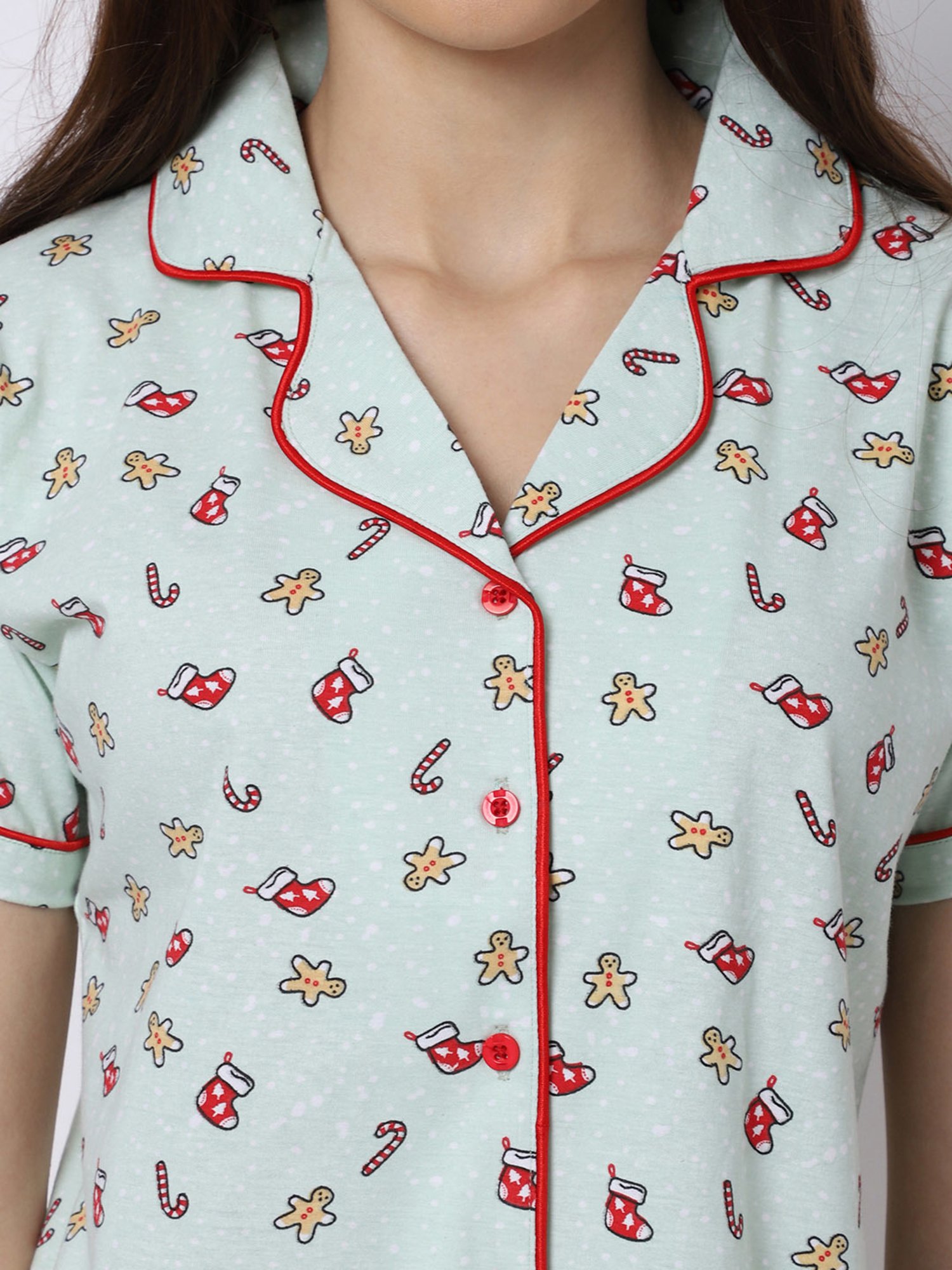 Boston Club Light Green Printed Shirt With Shorts