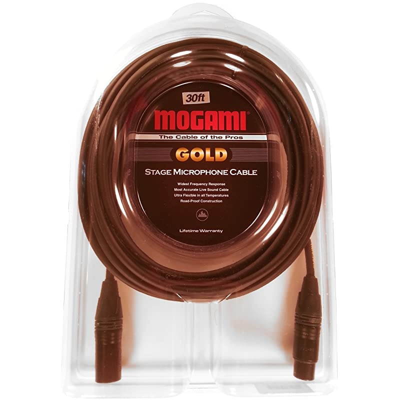 Gold STAGE-30 XLR Microphone Cable, XLR-Female to XLR-Male, 3-Pin, Gold Contacts, Straight Connectors, 30 Foot