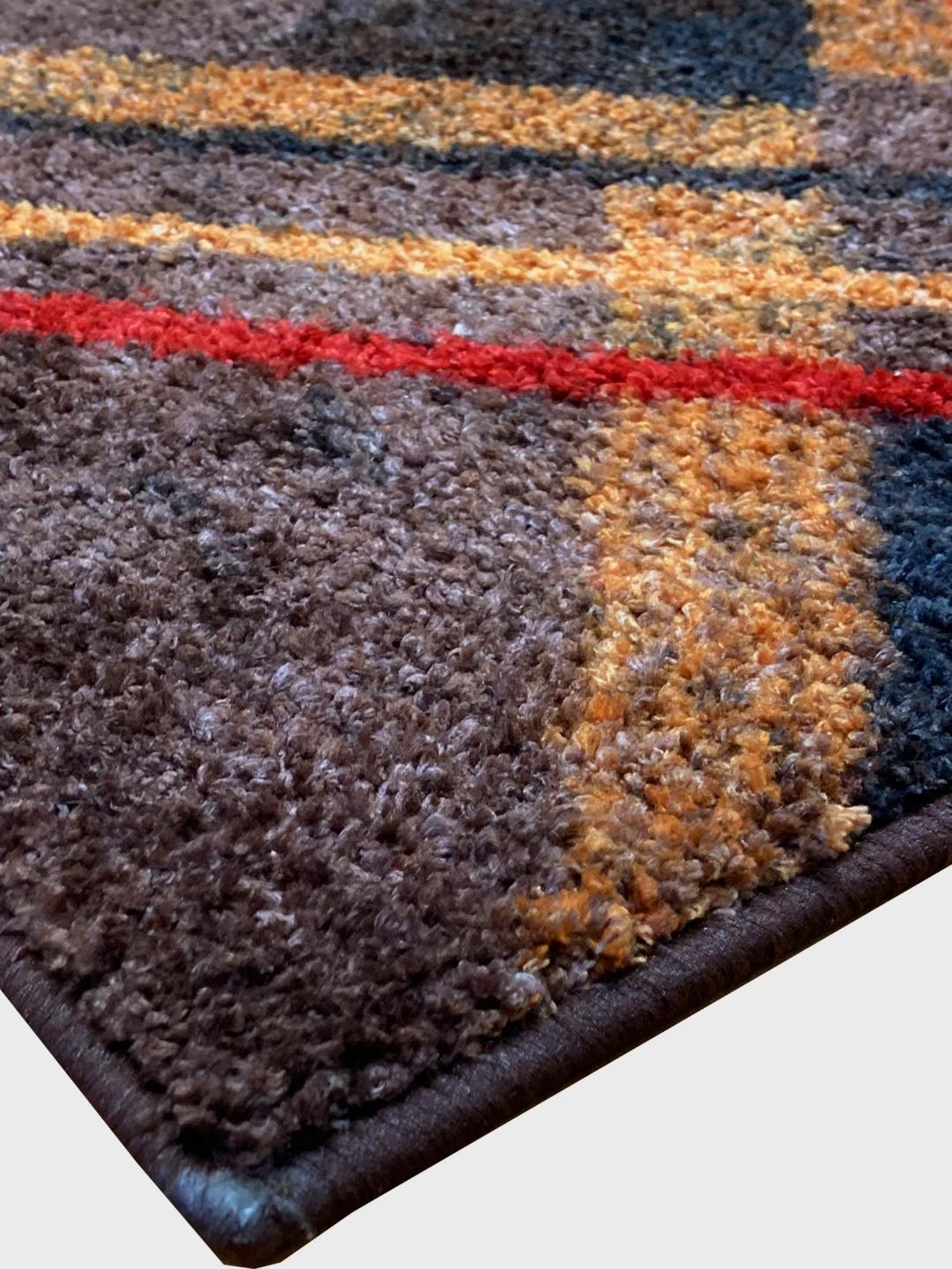 Bianca Spa Brown/Red Micro-Polly Geometric Bathmat