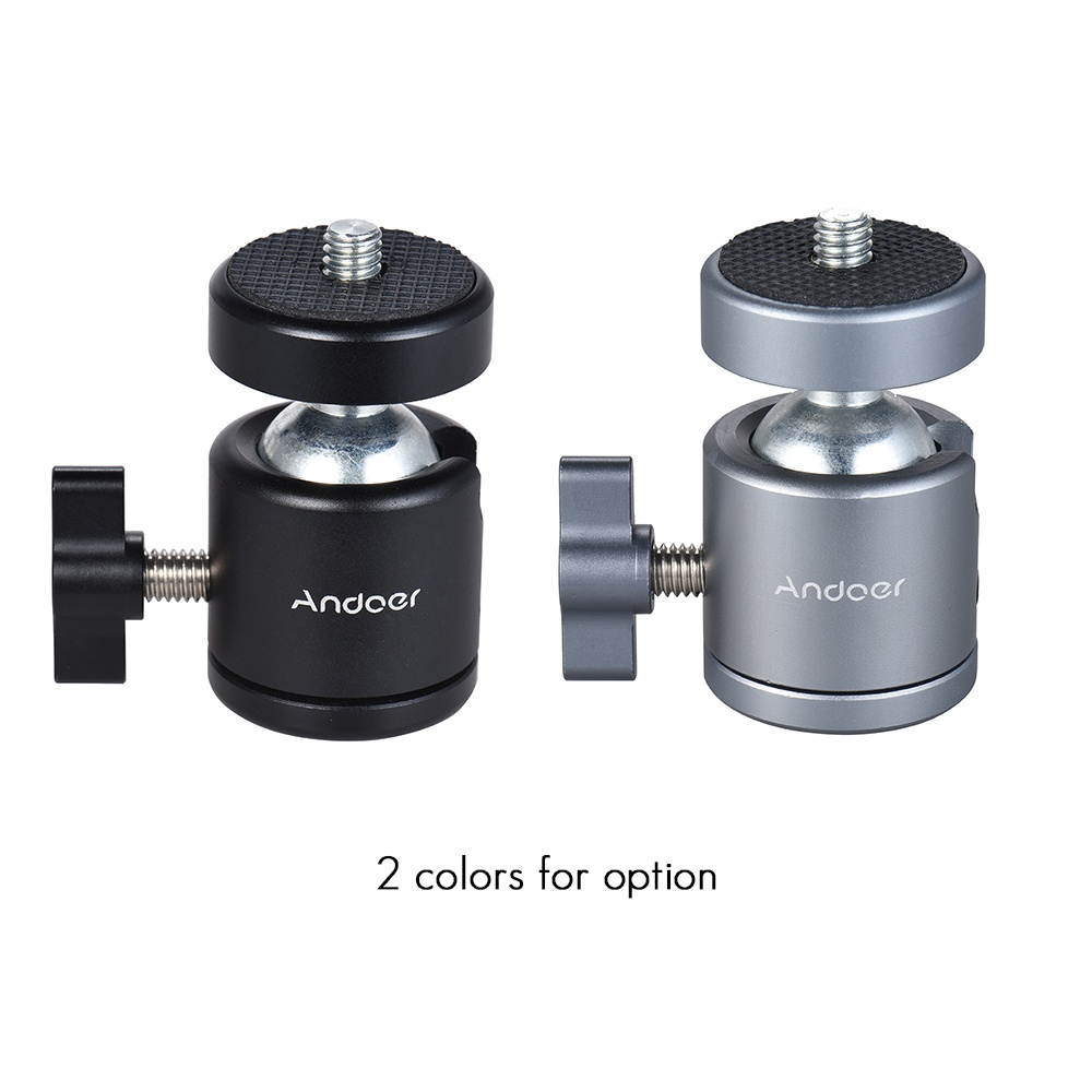 Andoer Mini Tripod Metal Ball Head Adapter Ballhead Mount with 1/4" Screw & 1/4" Screw Hole
