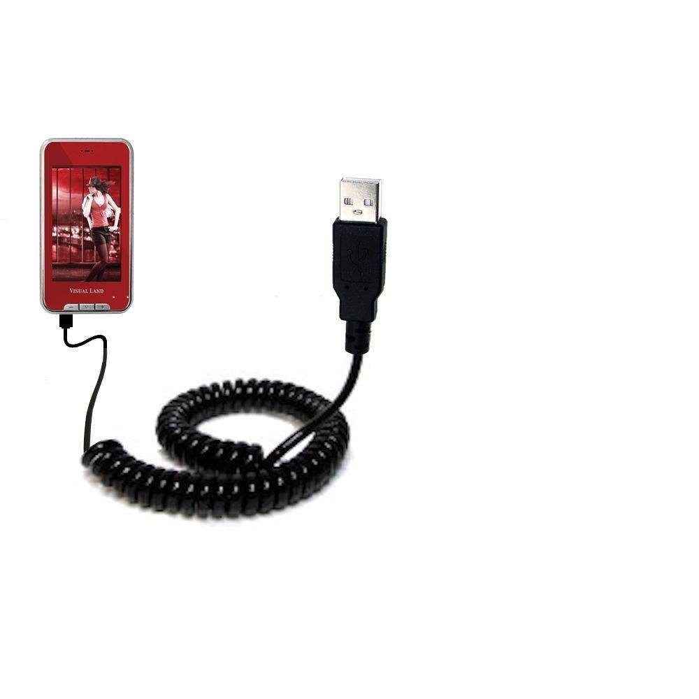 Gomadic USB Charging Data Coiled Cable designed for the Visual Land V-Touch Pro ME-905 Will charge and data sync with one unique TipExchange enabled cable