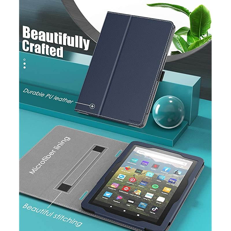 Case Compatible with AllNew Kindle Fire HD 8 Tablet and Fire HD 8 Plus Tablet 10th Generation 2020 ReleaseSlim Folding Stand Cover with Auto WakeSleep Indigo