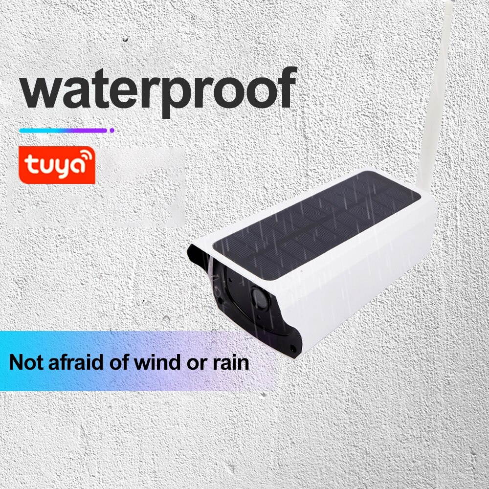 Tuya Wifi Solar Security Camera IP67 Waterproof 18600 mAh Solar Battery Powered 1080P 35fts Night Vision Motion Activated