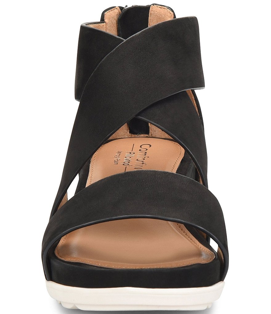 Comfortiva Pacifica Nubuck Criss-Cross Strap Sporty Wedge Sandals