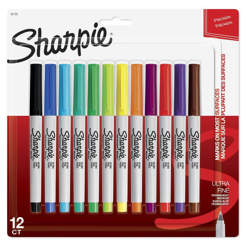 Sharpie 12pk Permanent Markers Ultra Fine Multicolor