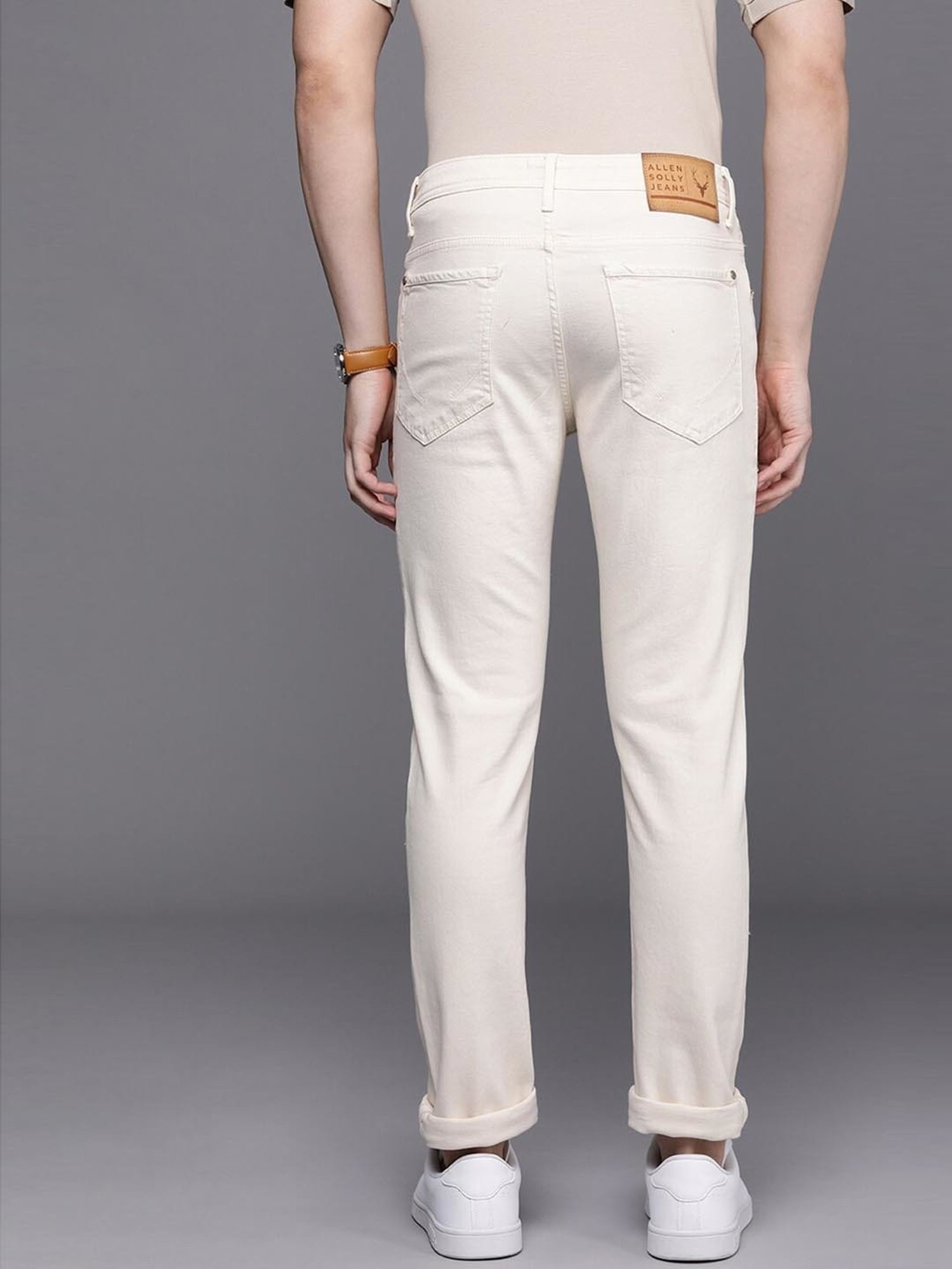 Allen Solly Jeans Cream Skinny Fit Jeans