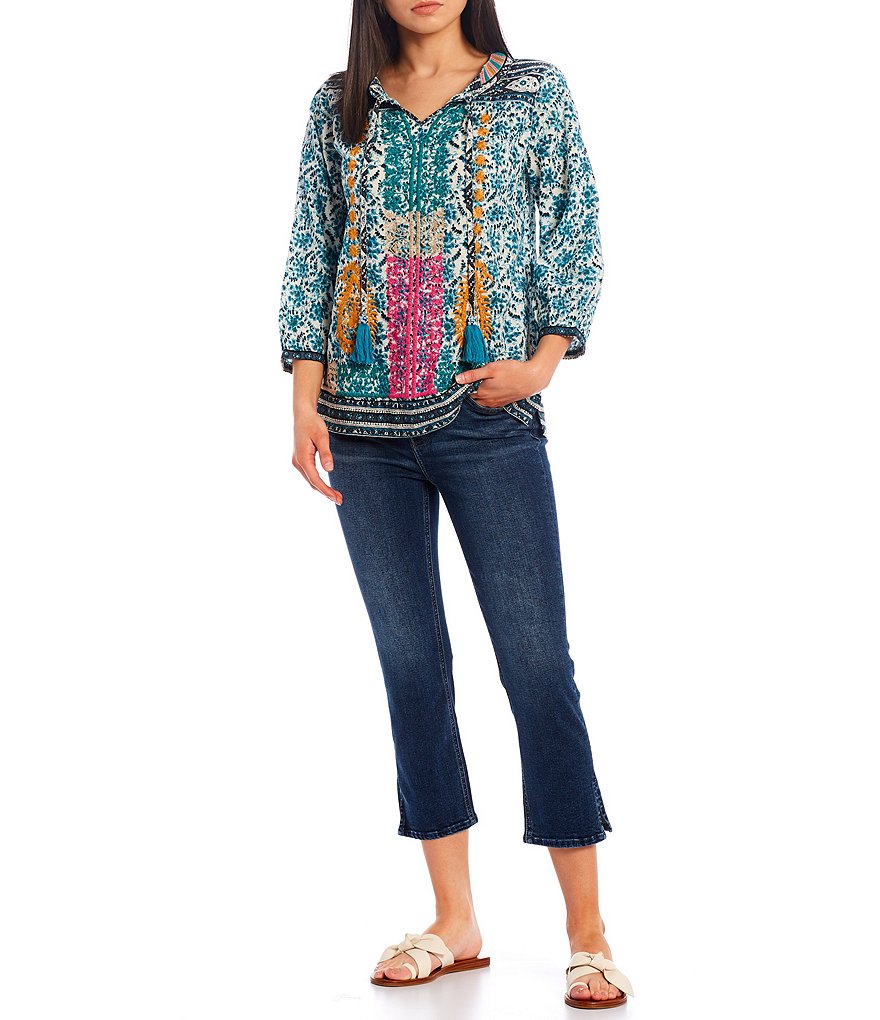 JEN7 by 7 for All Mankind Side Slit Hem Slim Fit Capri Jeans