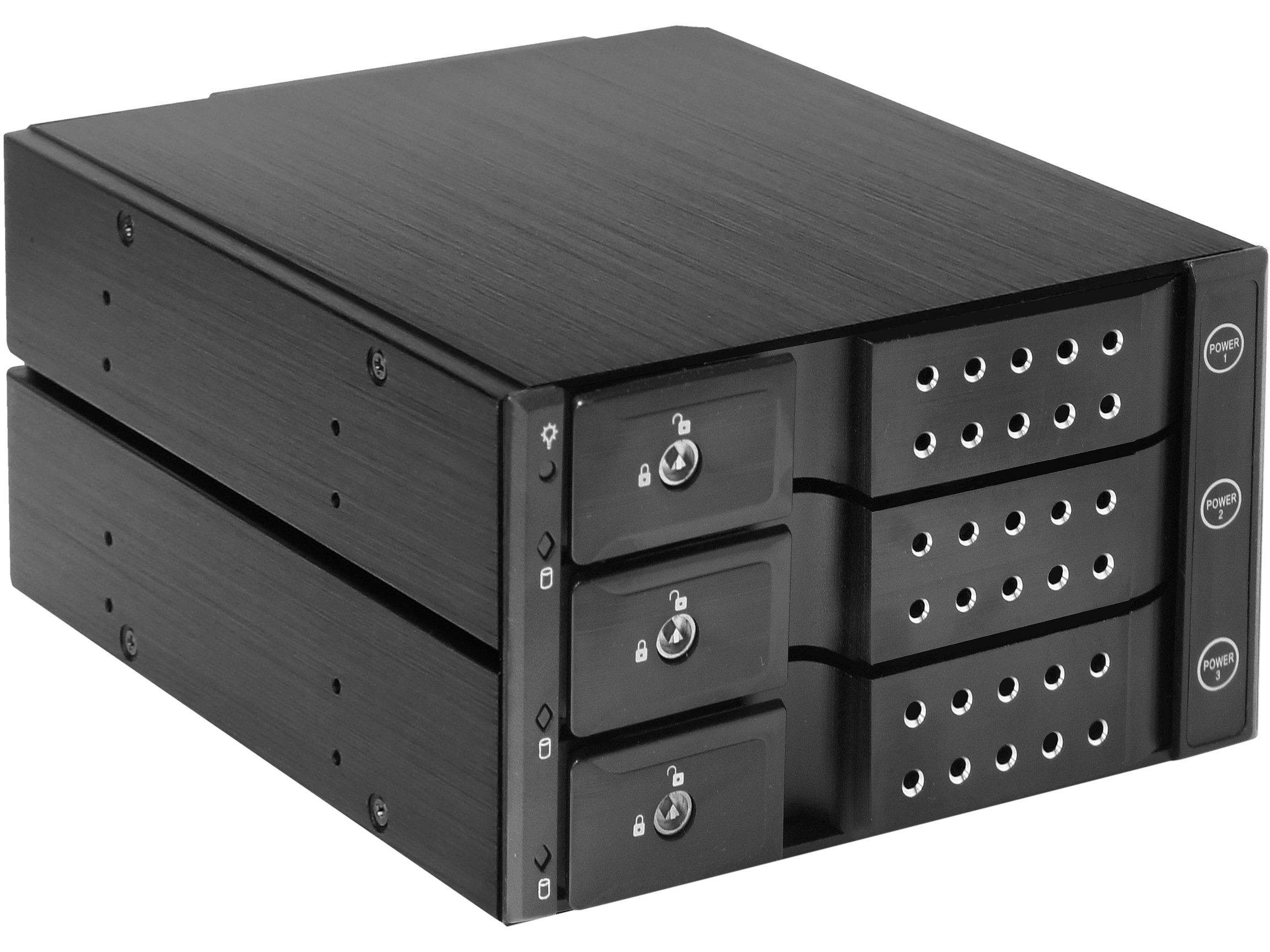 iStarUSA BPN-DE230P-BLACK Trayless 2x 5.25" to 3x 3.5" 12Gb/s HDD Hot-swap Rack with Independent HDD Power Switch