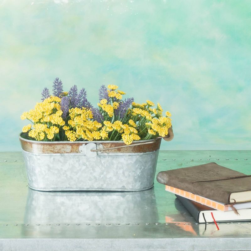 Aged Galvanized Oval Bucket with Rust Trim and Handle - Gray - Stonebriar