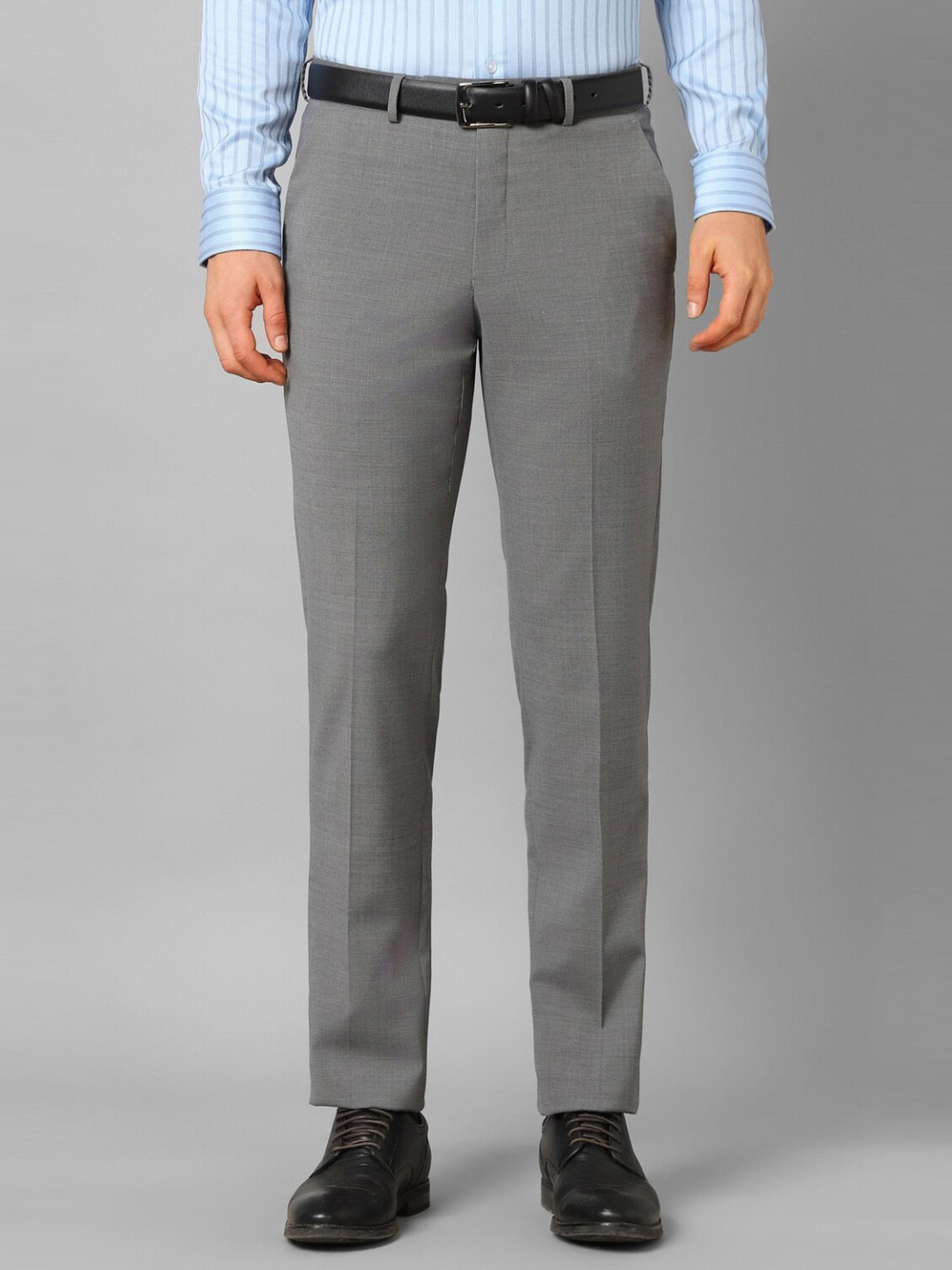 Luxure By Louis Philippe Grey Slim Fit Texture Trousers
