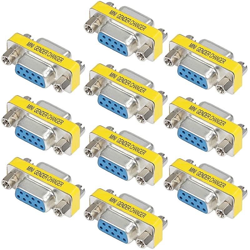 9 Pin RS232 DB9 Male to Male Female to Female Serial Cable Gender Changer Coupler Adapter 10 Pack DB9 Male to Male