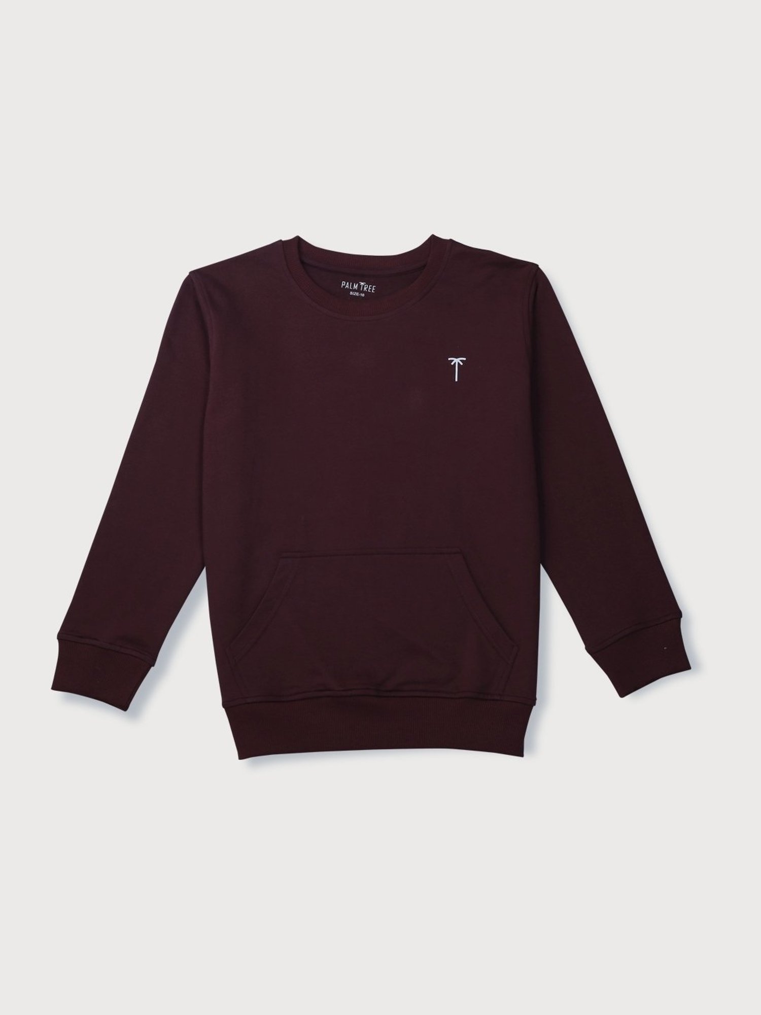 Palm Tree Kids Maroon Cotton solid Full Sleeves Sweatshirt
