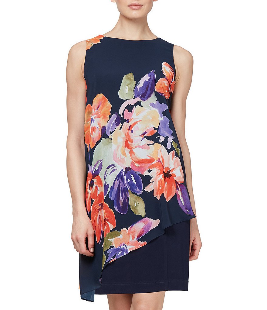 R & M Richards Faux Wrap V-Neck Embellished Waist Short Sleeve Dress