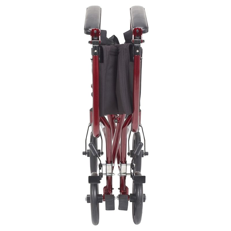 Drive Medical Lightweight Transport Wheelchair, 17" Seat, Red