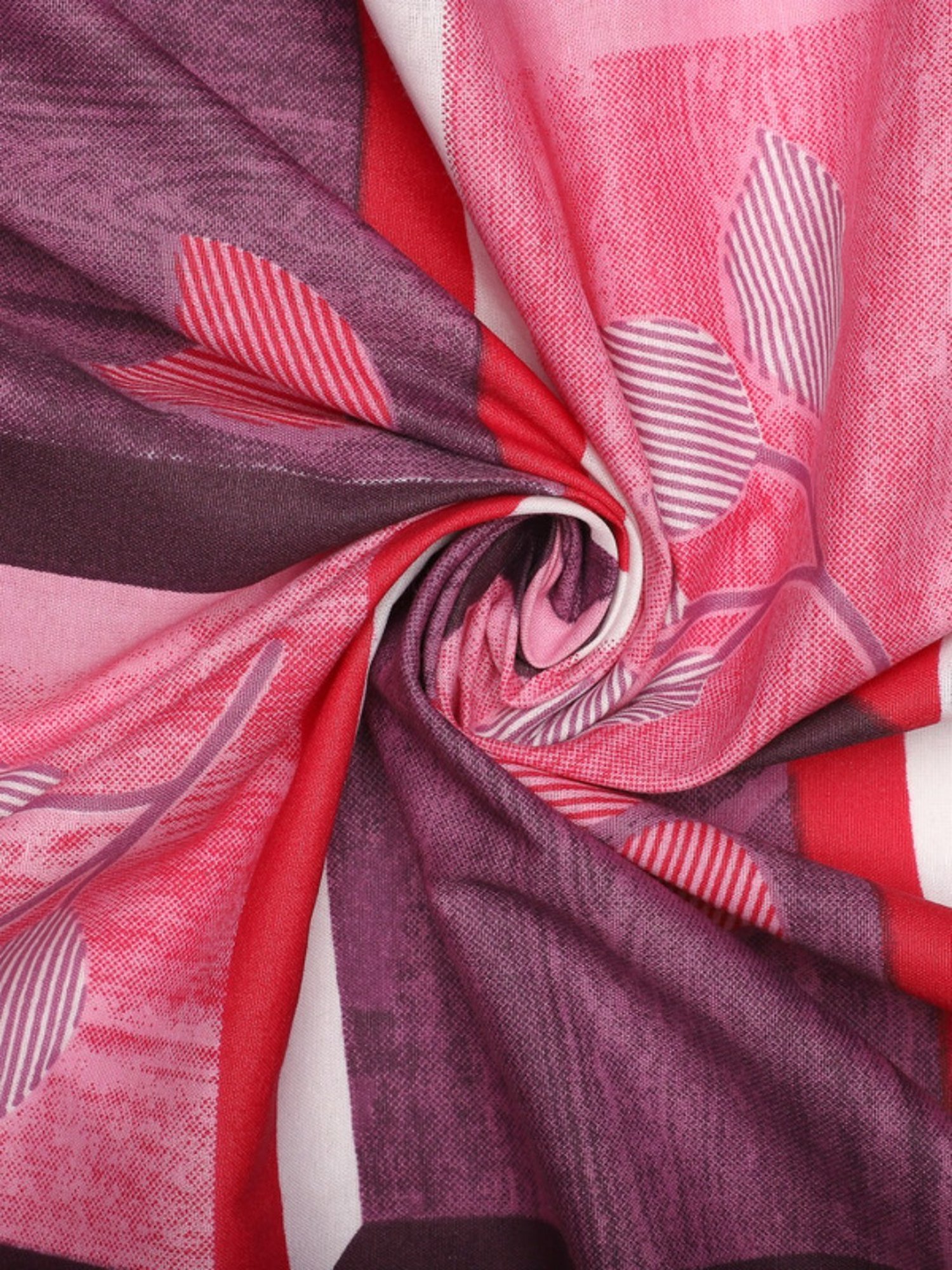 Dhrohar Printed Navy Blue & Peach Cotton 180 TC Double Bedsheet with 2 Pillow covers