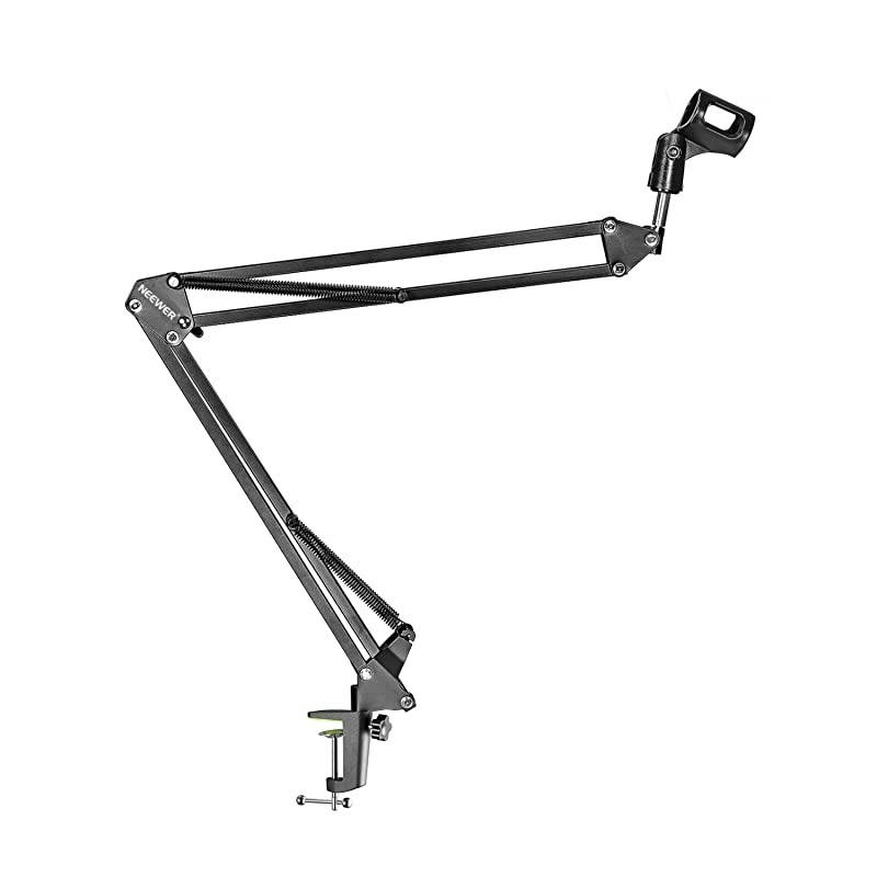 NB35 Black Microphone Suspension Boom Scissor Arm Stand with Mic Clip Holder and Table Mounting Clamp NWB3 Black Pop Filter Windscreen Mask Shield with Stand Clip Kit