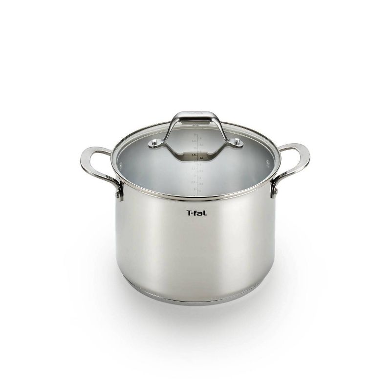 T-fal Simply Cook Stainless Steel Cookware, Covered Stockpot with Pasta Insert, 7qt, Silver