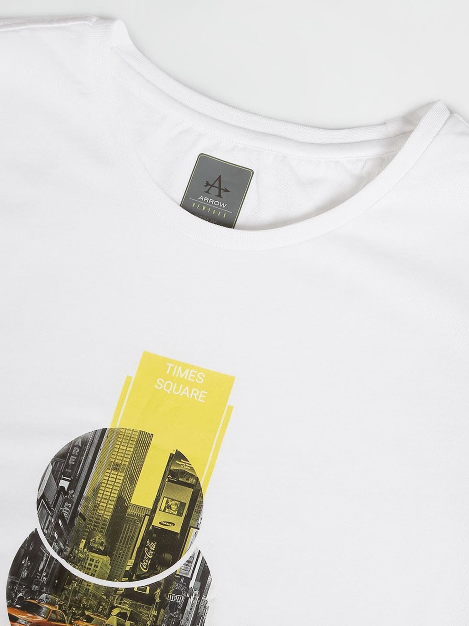 Arrow New York White Cotton Regular Fit Printed T-Shirt