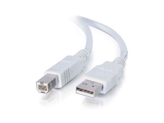 C2G 13401 USB Cable - USB 2.0 A Male to B Male Cable, White (16.4 Feet, 5 Meters)