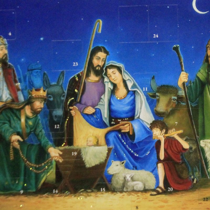 Christmas 9.5" The Nativity Advent Calendar Germany Story Told In Pictures  -  Advent Calendar