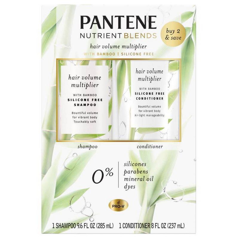 Pantene Nutrient Blends Hair Volume Multiplier with Bamboo Shampoo and Conditioner Dual Pack For Fine Hair