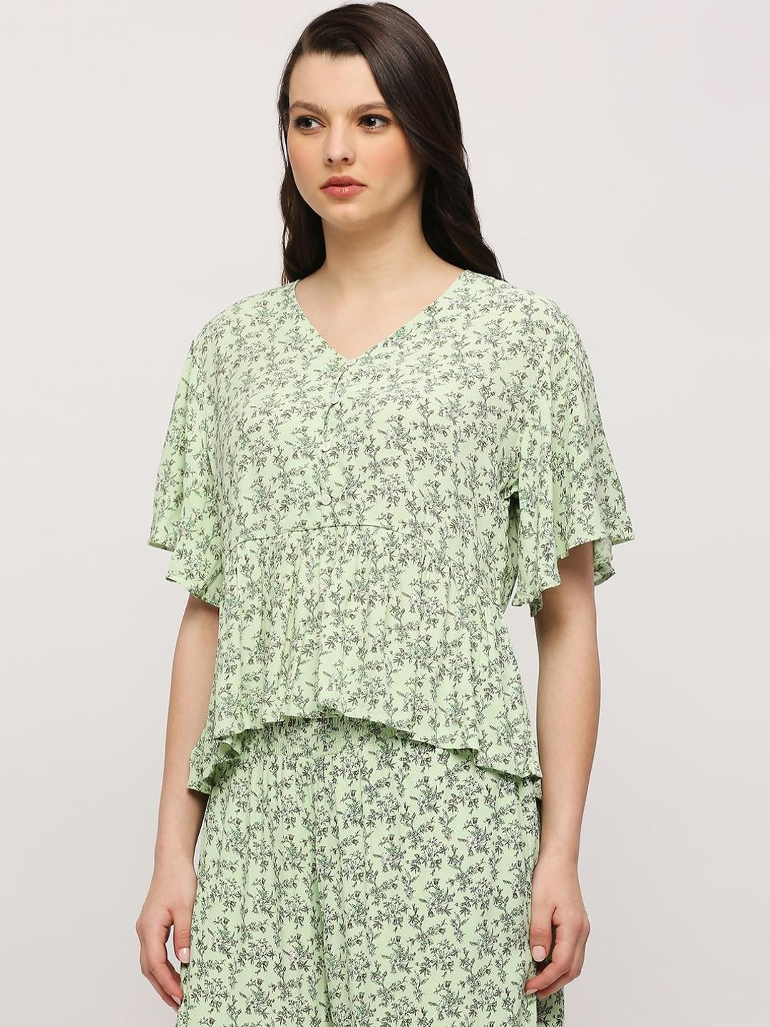Pepe Jeans Green Printed Top