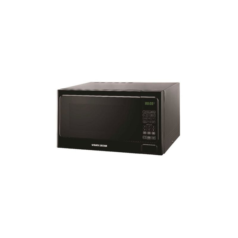 Black+Decker 1000 Watt 1.1 Cubic Feet Countertop Table Kitchen Home Dorm Compact Microwave Oven, White