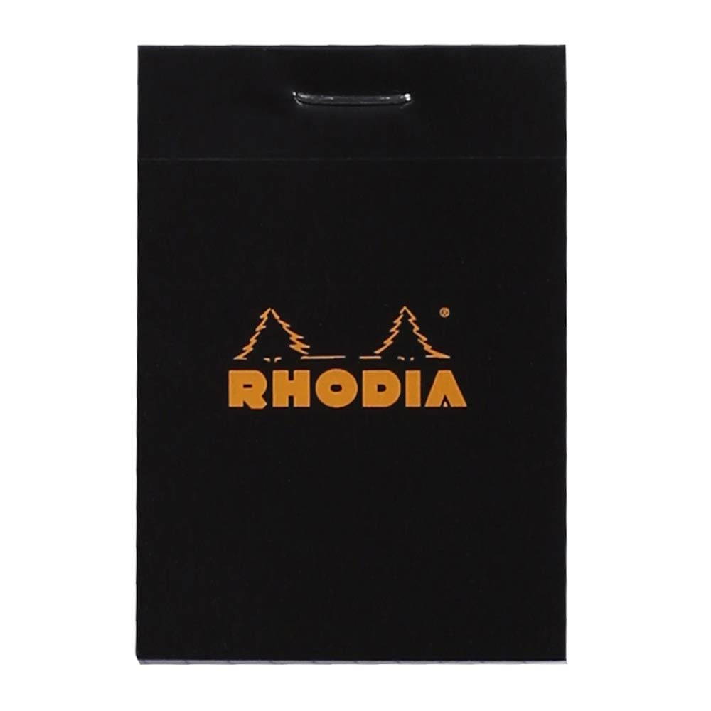 Rhodia Head Stapled Pad, No10 A8, Square ruling - Black