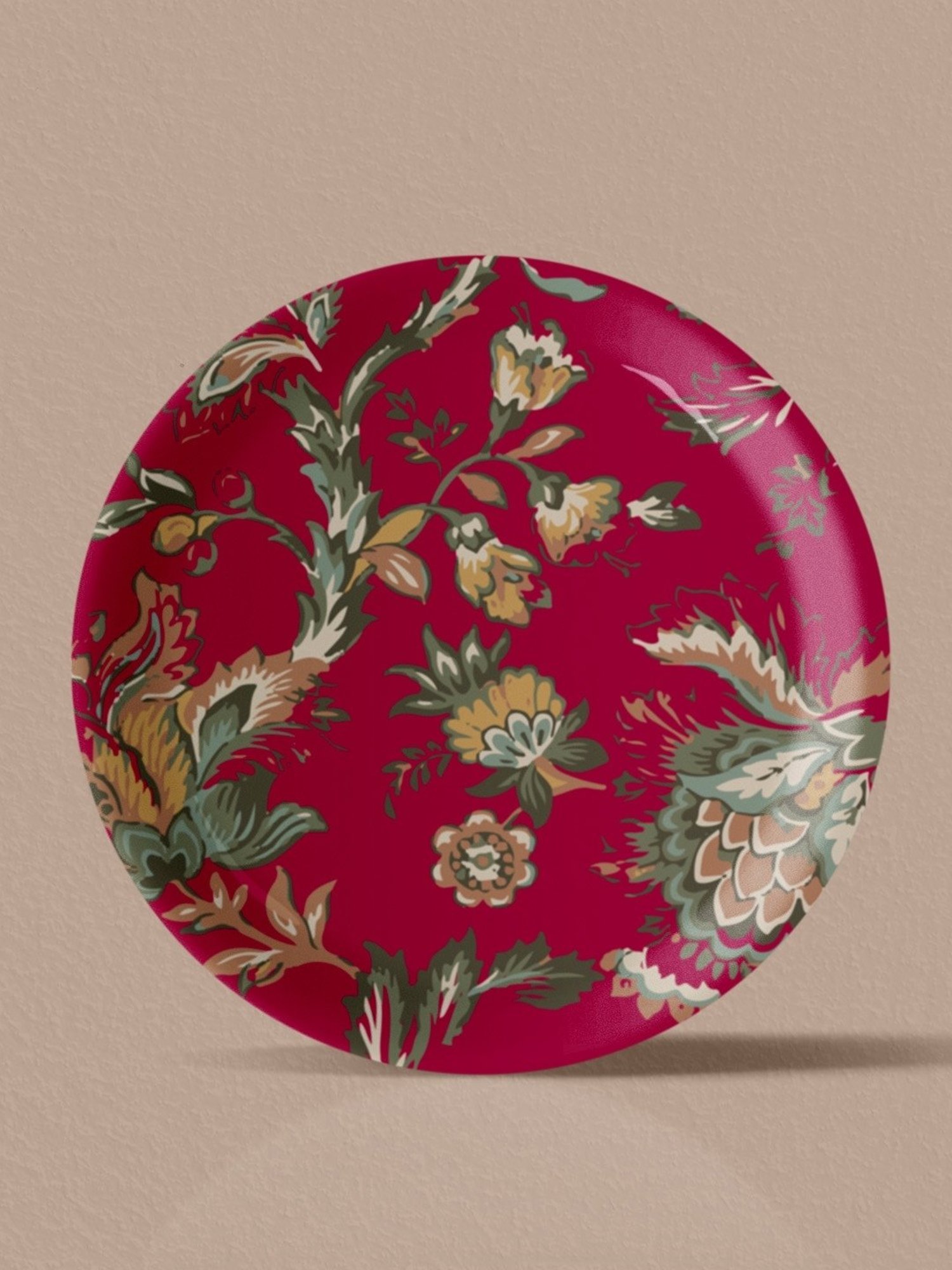 Nestroots Ethnic Pink Multicolor Porcelain Wall Plate