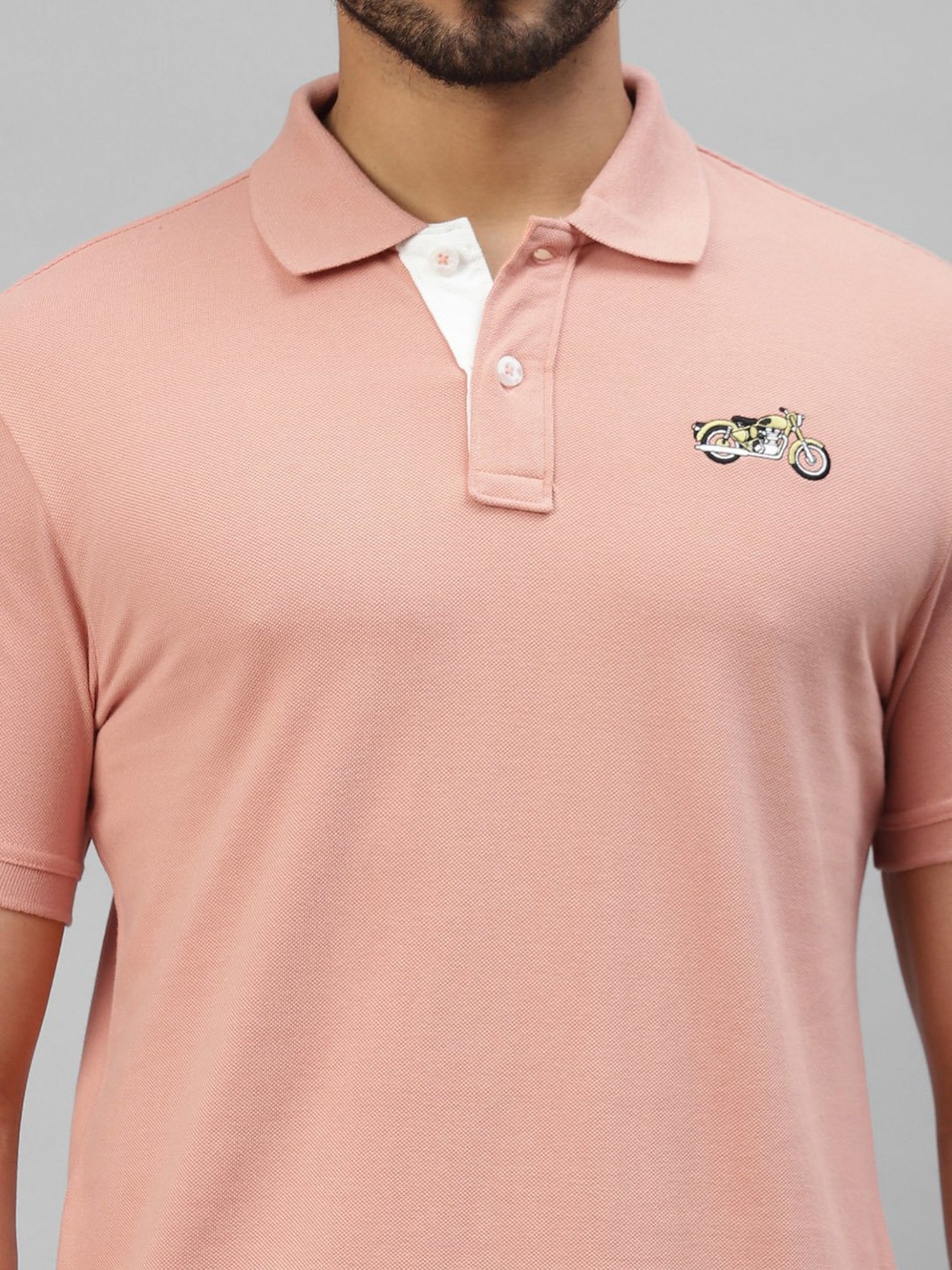 Royal Enfield Peach Regular Fit Basic Motorcycle Polo T-Shirt