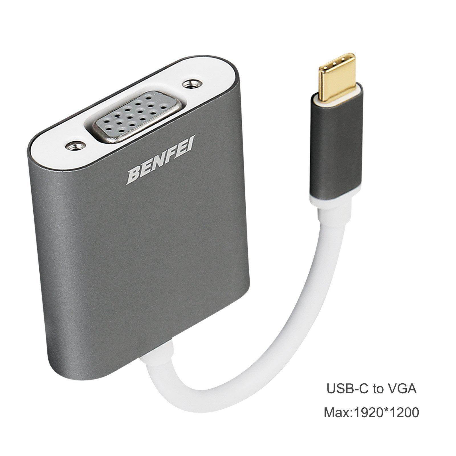 usbc to vga adapter, benfei thunderbolt 3 usb type c to vga adapter male to female converter apple new macbook 2017,2016